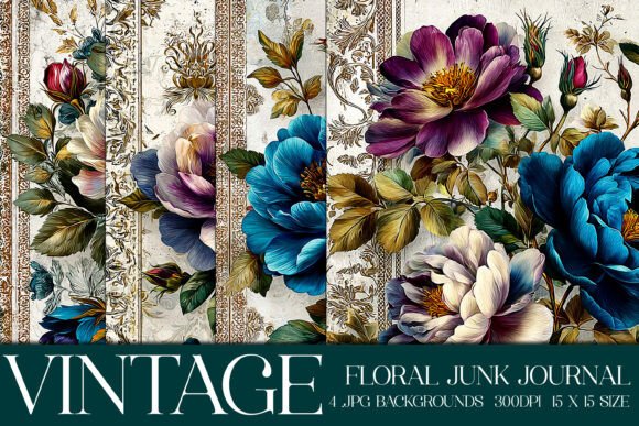 Download Junk Journal Floral Backgrounds, S28 - Floral backgrounds Collection