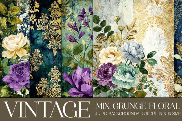 Download Vintage Grunge Floral Backgrounds, S6 - Floral backgrounds Collection