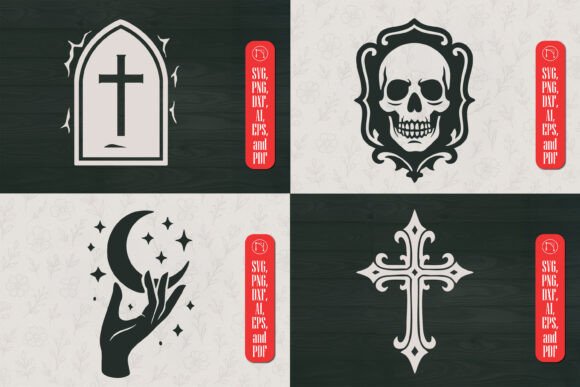 Download Skull, Cross, Moon Hand, Gravestone Cut - Premium Resources